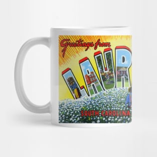 Greetings from Laurens South Carolina, Vintage Large Letter Postcard Mug